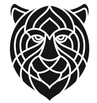 Logo-Tigerkopf in schwarz 6 weiss